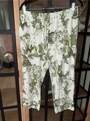 The Cat’s Pajamas Woodside Pima Knit Capri pants modal deer toile owl forest thumbnail 2