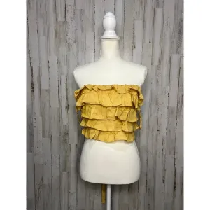 Hello Molly Yellow Ruffled‎ Tulle Corset Top Blouse Size Medium Party Wear thumbnail 2