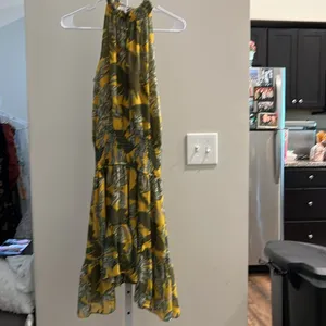 Olivaceous Yellow and Green Mini Dress thumbnail 4