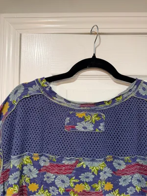 NWOT We The Free Size S Floral Crochet Panel Boho Top Cotton Short Sleeve Flowy thumbnail 7