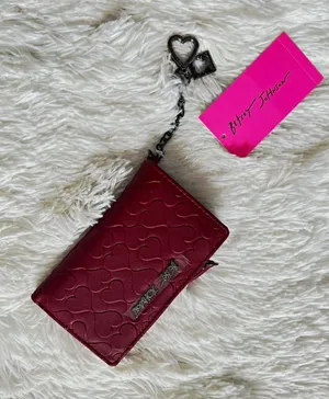 Betsey Johnson Red Hearts Zip-Around Wallet w/ Chain & Heart Charm, Folding thumbnail 1