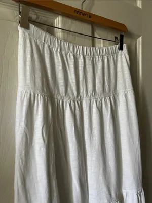 Dylan ❤️ White Tiered Cotton Midi/Maxi Skirt Coastal Cottagecore Minimalist Sz M thumbnail 3