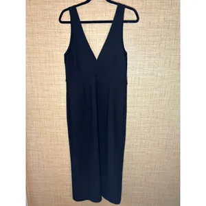 Abercrombie & Fitch Black V-Neck Midi Dress Large Tulip Hem Sleeveless Cocktail thumbnail 6