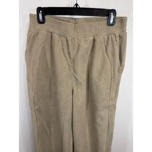 Halara Corduroy Wide Leg Pants Tan Elastic Waist‎ Casual Women's Medium NWT thumbnail 2