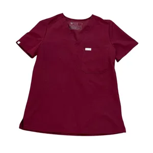 FIGS Catarina One Pocket Scrub Top Burgundy XS Healthcare Nurse Hospital Uniform thumbnail 1