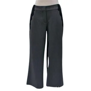Cache Black Lace Satin Self Belt Gray Bi Stretch Crop Pant New $118 NWT Size 8 thumbnail 9
