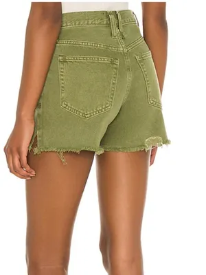 NWT Free People Makai Cutoff Denim Short Olive Garden SZ-31 Frayed Hem thumbnail 4
