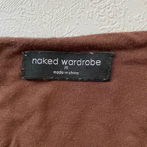Naked Wardrobe Brown Long Sleeve Crop Top Medium Fitted Minimalist thumbnail 4