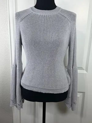 Elliatt Womens Grey Knit Long Bell Sleeve Sweater thumbnail 1