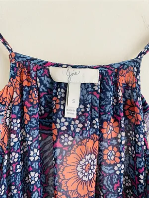 Joie Silk Floral Maxi Dress size S Boho Ruffle Strappy Blue Purple thumbnail 9