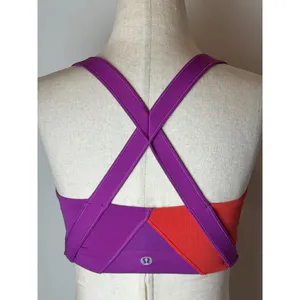 Lululemon Catch Me Sports Bra Women 4 Purple Red Criss Cross Back‎ Athleisure thumbnail 7
