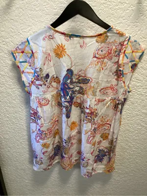 Savanna Jane White Floral Paisley Lattice Cap Sleeve Top thumbnail 5