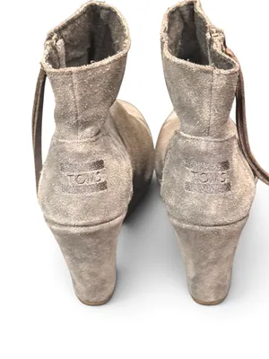 Toms suede ankle wedge bootie grey - chic and comfortable for everyday thumbnail 6