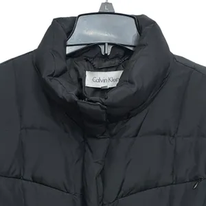 Calvin Klein Down Filled Jacket Coat Women's XL Tie Belt Zip Pockets‎ Black thumbnail 2
