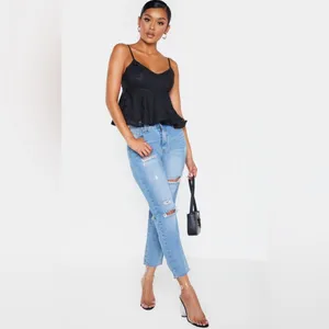 Nwt Naanaa Black Lace Peplum Strappy Cami Top Size Xs thumbnail 3