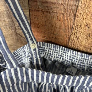 Old Navy Blue White Striped Ruffle Strap Linen Cotton Top Large Coastal Nautical thumbnail 5