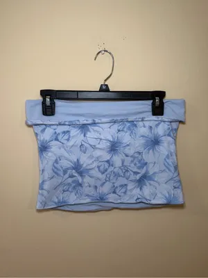 Hollister Pale Blue Floral Fold-Over Tube Top thumbnail 2