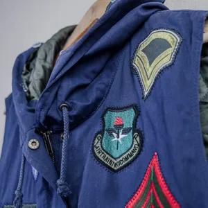 Sheryl Crow Military Patch Utility Vest Women's L Blue Quilted Lining Hooded‎ thumbnail 3