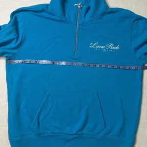 PINK Victoria's Secret Love Pink 1/4 Zip Sweatshirt Blue Large thumbnail 6