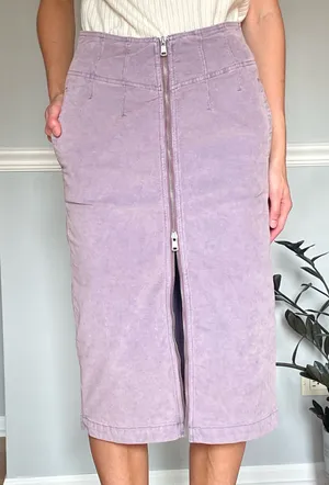 We The Free Purple Lavender Midi Skirt Women’s Size 29 Corduroy Front Zip thumbnail 1