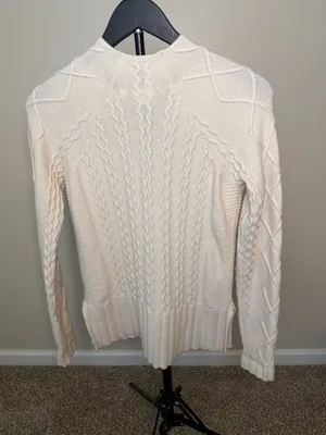 Cyrus Cream Mixed Cable‎ Knit Mock Neck Sweater Size XS thumbnail 3