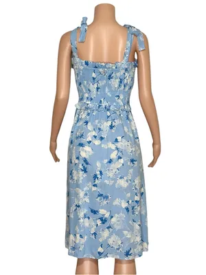 MISA LOS ANGELES Primrose Midi Dress, Blue Washed Wildflower, Small thumbnail 7