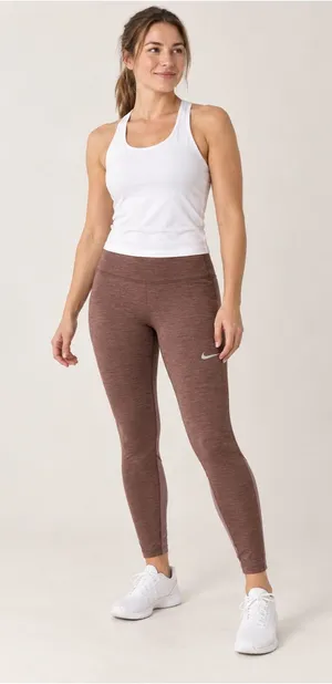 Nike Brown Heathered High Rise Performance Leggings Size M thumbnail 1
