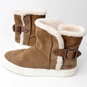 UGG Aika Suede Upper Pull On Adjustable  Buckle Lined Sneaker Boots Size 8 Cozy thumbnail 1