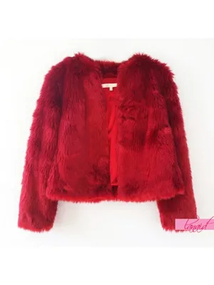 NEW Lovers + Friends NYC Faux Fur Jacket Cabernet Wine Red Fuzzy Eyelash Teddy S thumbnail 5