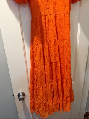 Showpo maxi orange Lace Dress with Puff Sleeves thumbnail 5