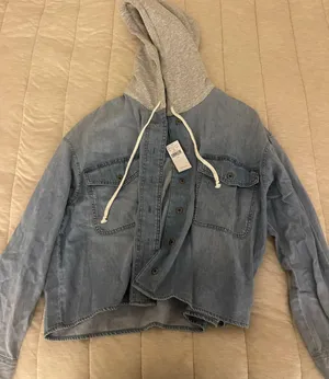 American Eagle Soft Jean Jacket With Gray Hood thumbnail 1