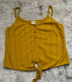 Dizzire Yellow Black Striped Thin Adjustable Strap Crop Top size M thumbnail 4