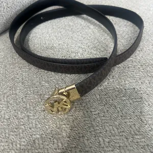 Michael Kors Dark Brown Belt with Gold Logo Buckle thumbnail 1