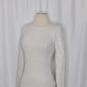 J. CREW Vintage Rib Long Sleeve T-Shirt Embellished Heathered Dove XXS XX-Small thumbnail 6