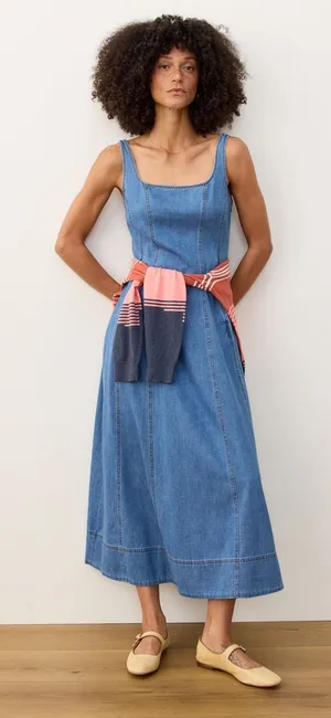 Marine Layer Roan Denim Maxi Dress in size Medium. thumbnail 1