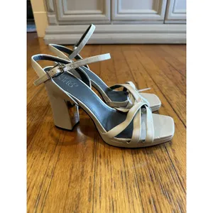Franco Sarto Open Toe Heels Beige size 9.5 Womens Damalis Faux Leather thumbnail 3