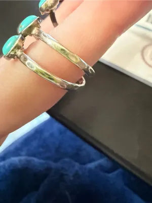 Turquoise Triple Oval Sterling-Style Adjustable Ring - Women Jewelry thumbnail 2
