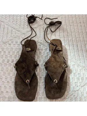 Jeffrey Campbell Indio Wrap Sandals in Brown Suede thumbnail 2