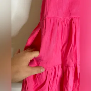 antonio melani Large Pink V Neck Flutter Sleeve A Line Linen Blend‎ Dress CP thumbnail 5