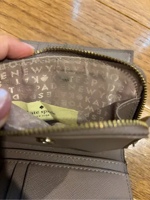 kate spade Compact Taupe Zip Wallet with Logo Plaque thumbnail 9