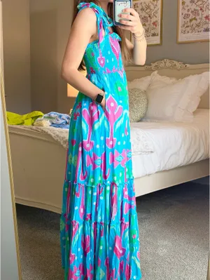Crown & Ivy Blue Patterned Maxi Dress thumbnail 5