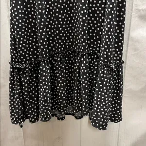 Modcloth Black Polka Dot It's a Go Tie Shoulder V Neck Ruffle Hem Midi Dress thumbnail 6