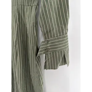 ASOS Shirt Dress Olive Green Pinstripe Maxi SZ 0 Safari Scandi Utility Military thumbnail 10