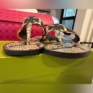 Tory Burch Leigh Snakeskin print Sandals, size 7.5, Like New!! thumbnail 7