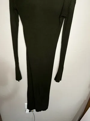 Urban Outfitters UO Dark Green Button Down Cardigan‎ Ribbed MIDI Dress thumbnail 9