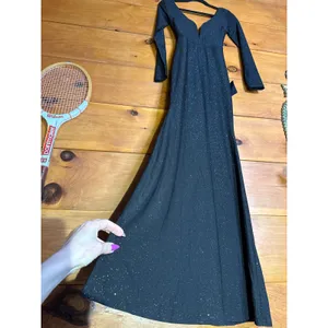 NWT Lulus Glamorous in Glitter Black Long Sleeve Backless Maxi Dress Gala Sz XS thumbnail 7