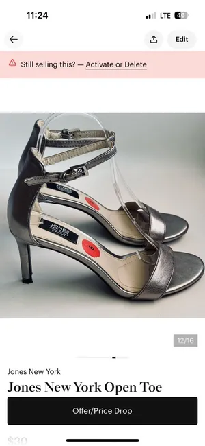Jones New York Signature Metallic Silver Open Toe Stiletto Ankle Strap Sandals thumbnail 13