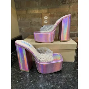 Steve Madden Ruby Heeled SandaI Iridescent RUBY-IRI Women's Size 8.5 Medium thumbnail 4