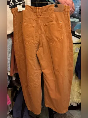 NWT Free People We The Free Good Luck Mid-Rise Barrel Jeans - ginger root - 32 thumbnail 8