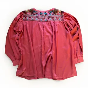 Anu Embroidered Top Blouse Tunic Boho Coral Pink Womens Size Extra Large thumbnail 4